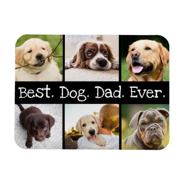 Fotocollage Bester Hund Vater je in Schwarz und We Magnet (Horizontal)