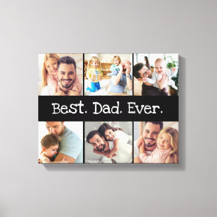 Fotocollage Bester Vater je in Schwarz und Weiß Leinwanddruck