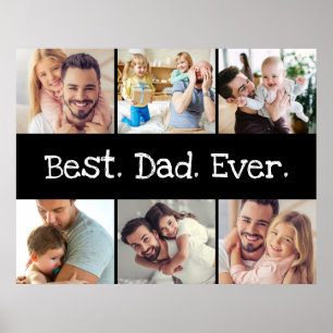 Fotocollage Bester Vater je in Schwarz und Weiß Poster