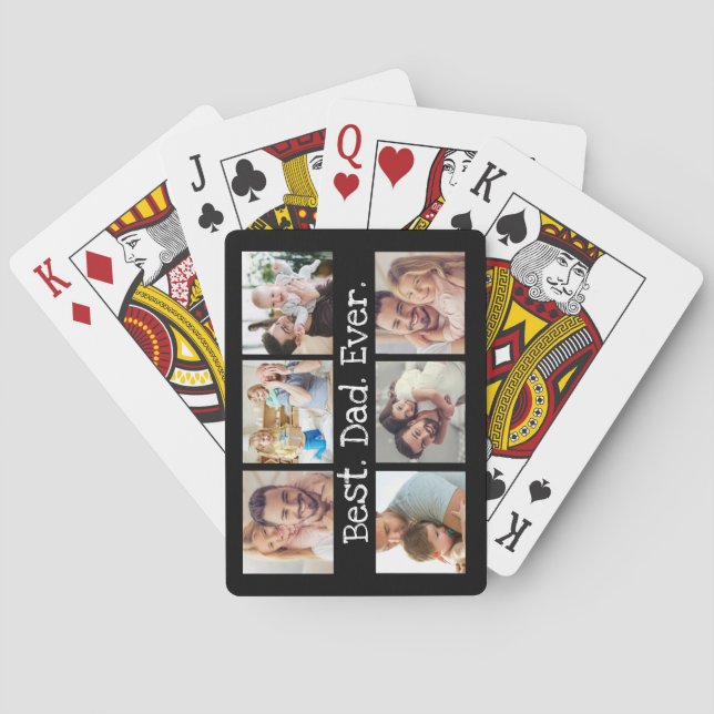 Fotocollage Bester Vater je in Schwarz und Weiß Spielkarten (Rückseite)