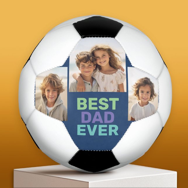 FotoCollage - Bester Vater je - Whimsical Blue Fußball (Custom Soccer Ball)