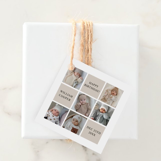 Fotocollage Custom Geburtstagsparty Geschenkanhänger (Von Creator hochgeladen)