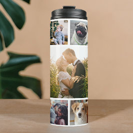 FotoCollage der Familie 11 Custom Pictures | weiß Thermosbecher