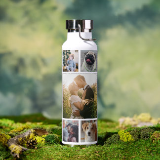 FotoCollage der Familie 11 Custom Pictures | weiß Trinkflasche