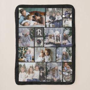 FotoCollage der Familie 14 Bilder + Monogramm Schw Sherpadecke