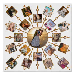 FotoCollage der Familie 21 Bilder Hübsches White G Poster