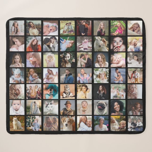 FotoCollage der Familie 56 Quadrat Bilder Easy Cus Sherpadecke (Vorderseite (Horizontal))