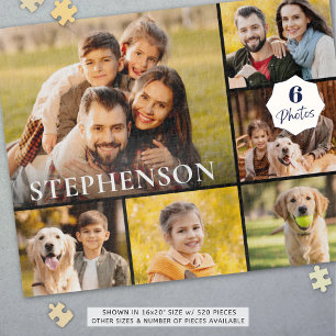 FotoCollage der Familie 6 Bilder Name Schwarz