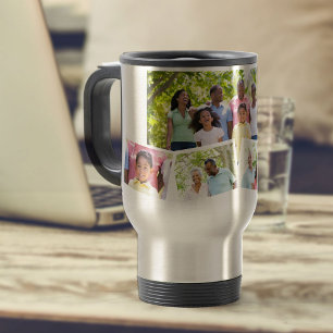 FotoCollage der Familie Fügen Sie Ihre eigenen Fo Reisebecher