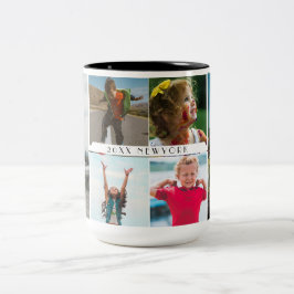 FotoCollage der Familie mit 6 Fotos und benutzerde Zweifarbige Tasse