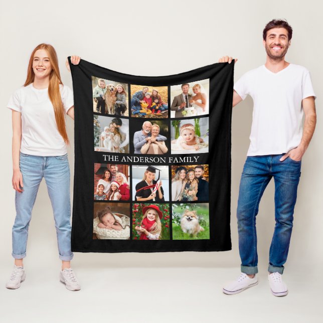 FotoCollage der Familie - Wählen Sie Ihre Farbe Fleecedecke (Beispiel)