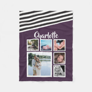 FotoCollage Einzigartig Personalisierter Lila gest Fleecedecke