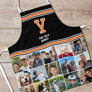 Fotocollage-Familie Mit Monogramm Orange Black Schürze