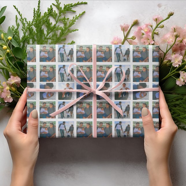 Fotocollage-Familie personalisieren diese Vorlage Geschenkpapier (Photo Collage Family Personalize This Template Wrapping Paper)