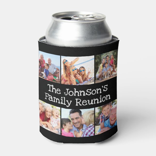 Fotocollage Family Wiedersehen Personalisiert Blac Dosenkühler (Kanne Vorderseite)