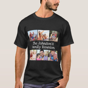 Fotocollage Family Wiedersehen Personalisiert Blac T-Shirt