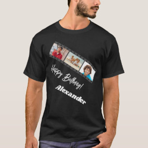 Fotocollage Film Name Geburtstagsmann schwarz T-Shirt