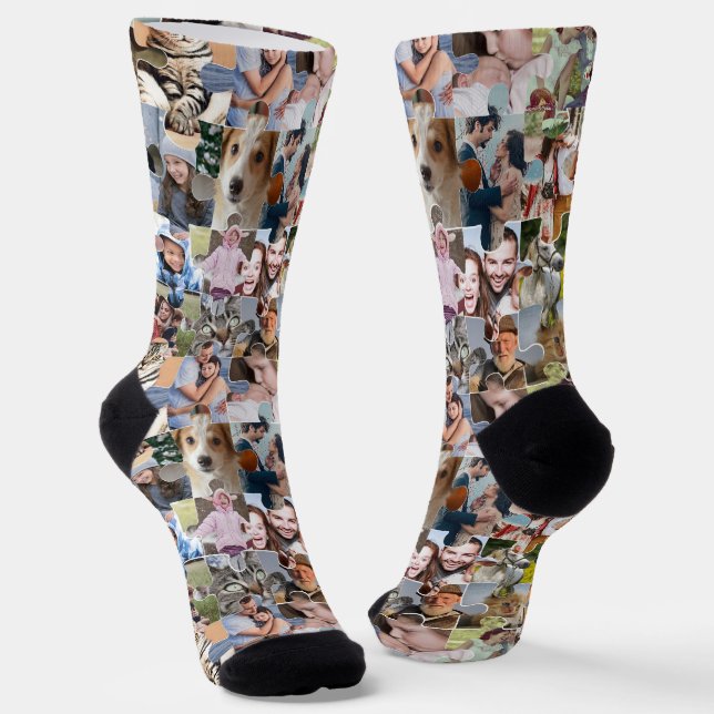 Fotocollage für die ganze Familie, 24-polige Puzzl Socken (Gewinkelt)