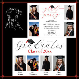 Fotocollage Graduation Party für 4 Absolventen Einladung
