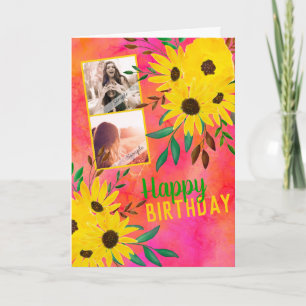 FotoCollage "Happy Birthday" Sonnenblumenkarte Karte