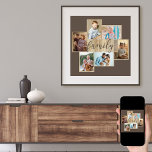 Fotocollage Holz-Look Rahmen braun Poster<br><div class="desc">Foto-Kollektion mit 6 Ihrer Lieblings-Fotos, Kalligraphie und hellen Holzkörnern-Look Rahmen. Die Fotovorlage steht Ihnen zum Hinzufügen Ihrer Fotos zur Verfügung, die in Landschafts- und Porträtformaten angezeigt werden. Die Hintergrundfarbe und das Wort "Familie" sind braun und Sie können dies bearbeiten, um Ihre Wohngestaltung zu Anzug - klicken Sie einfach auf "Weiter"...</div>