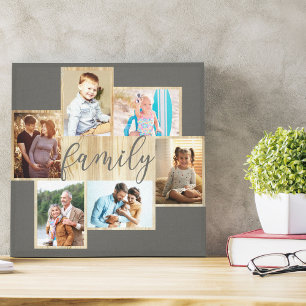 FotoCollage Holzkörnrahmen aus der Familie warm g Leinwanddruck