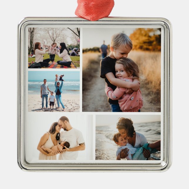 Fotocollage Ideen für Geschenke erstellen 5 Fotos Ornament Aus Metall (Vorne)