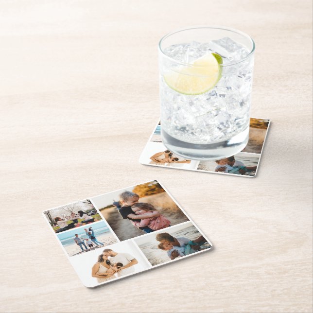 Fotocollage Ideen für Geschenke erstellen 5 Fotos Rechteckiger Pappuntersetzer (Vor Ort)