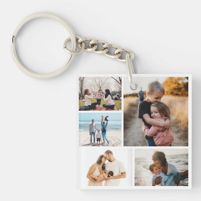 Fotocollage Ideen für Geschenke erstellen 5 Fotos Schlüsselanhänger (Vorderseite)