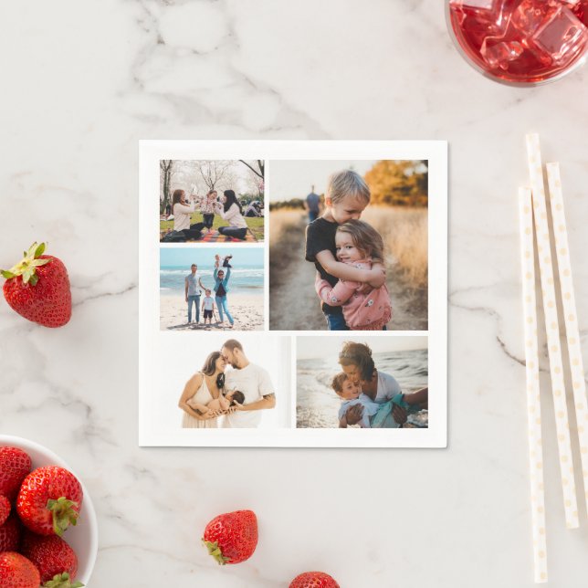 Fotocollage Ideen für Geschenke erstellen 5 Fotos Serviette (Beispiel)
