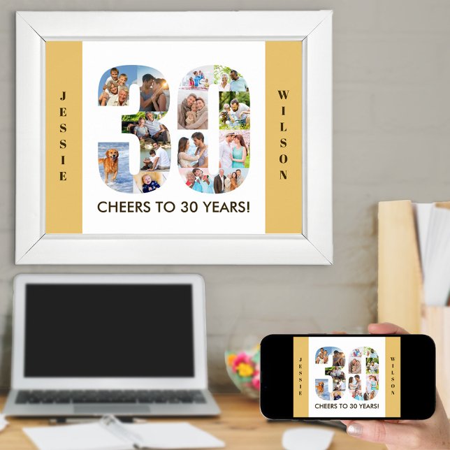 FotoCollage in Zahl 30 Neutral 30. Geburtstag Poster (Von Creator hochgeladen)