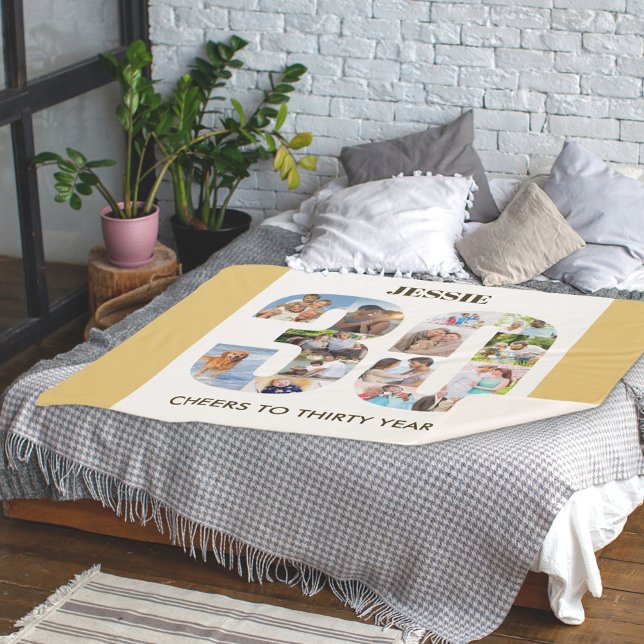 FotoCollage in Zahl 30 Neutral 30. Geburtstag Sherpadecke (Von Creator hochgeladen)