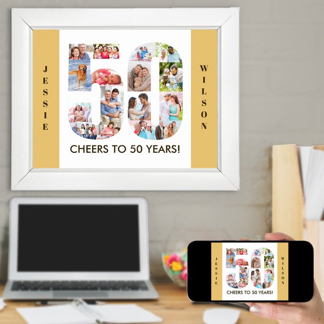 FotoCollage in Zahl 50 Neutral 50. Geburtstag Poster (Von Creator hochgeladen)