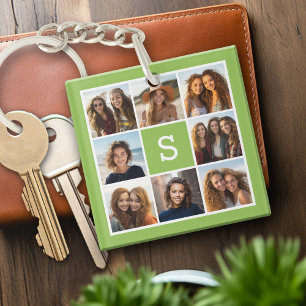 Fotocollage Individuelles Monogramm - Limettengrün Schlüsselanhänger