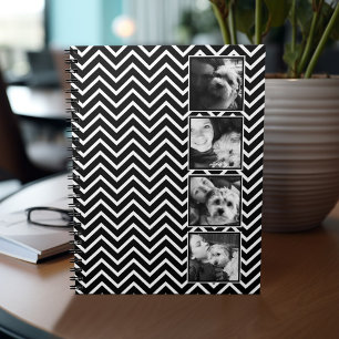 Fotocollage mit schwarzem und weißem Chevron-Muste Notizblock