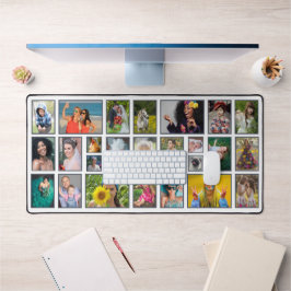 FotoCollage Modern White Personalisiert 25 Pic Schreibtischunterlage