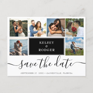 FotoCollage Moderne Hochzeiten speichern das Datum Postkarte