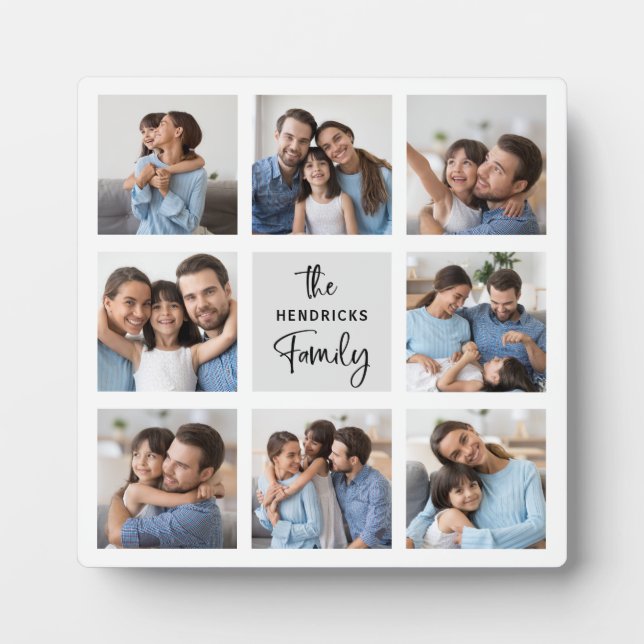 FotoCollage | Moderne Schrift Chic Fotoplatte (Vorderseite)