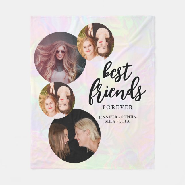 Fotocollage & Namen | BESTE FREUNDIN Besties Fleecedecke (Vorderseite)