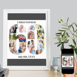 Fotocollage Nummer 60 Personalisierter 60. Geburts Poster