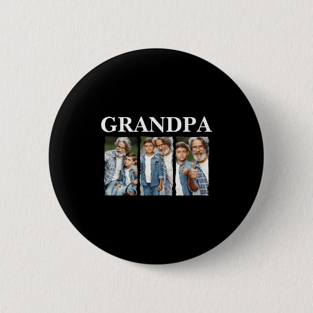 Fotocollage Opa D Geschenk Button (Vorderseite)
