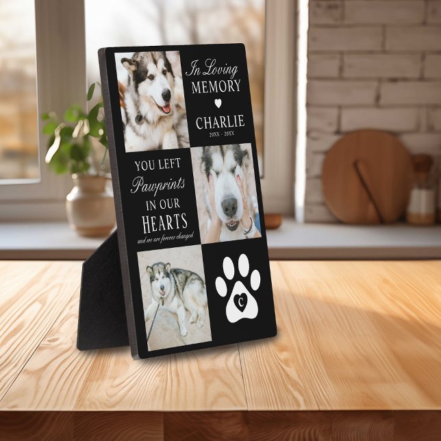 FotoCollage 'Pawprints in Our Hearts' Pet Loss Fotoplatte (Von Creator hochgeladen)