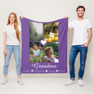 FotoCollage Personalisiert 4 Fotos mit Herz Fleecedecke