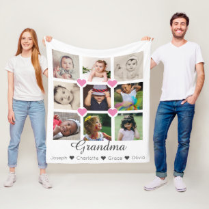 FotoCollage Personalisiert 9 Fotos mit Herz Fleecedecke