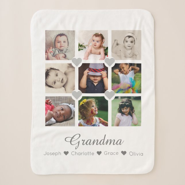 FotoCollage Personalisiert 9 Fotos mit Herz Sherpadecke (Vorderseite)