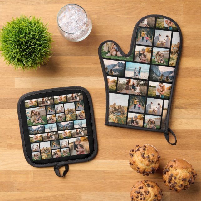 FotoCollage Personalisiert Ofenhandschuh & Topflappen-Set (Oben Unten)