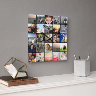 FotoCollage Quadratische Wanduhr