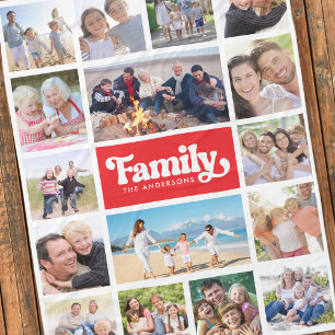 Fotocollage Retro Familie 16 Bilder Fleecedecke