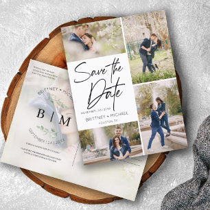 FotoCollage Save the Date mit Handschrift Ankündigungspostkarte