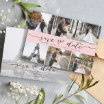 FotoCollage Save the Date pink mit Handschrift<br><div class="desc">Wählen Sie die besten Bilder aus Ihrem Verlobung-Shooting oder Ihre Lieblingsfotos von Ihnen beiden für dieses perfekte Save the Date. Save the Date sind die Wörter handgeschrieben, um der Karte ein persönliches Gefühl zu geben. Die Vorderseite hat 6 Bilder und die Rückseite hat ein großes Bild mit einem weißen Filter...</div>
